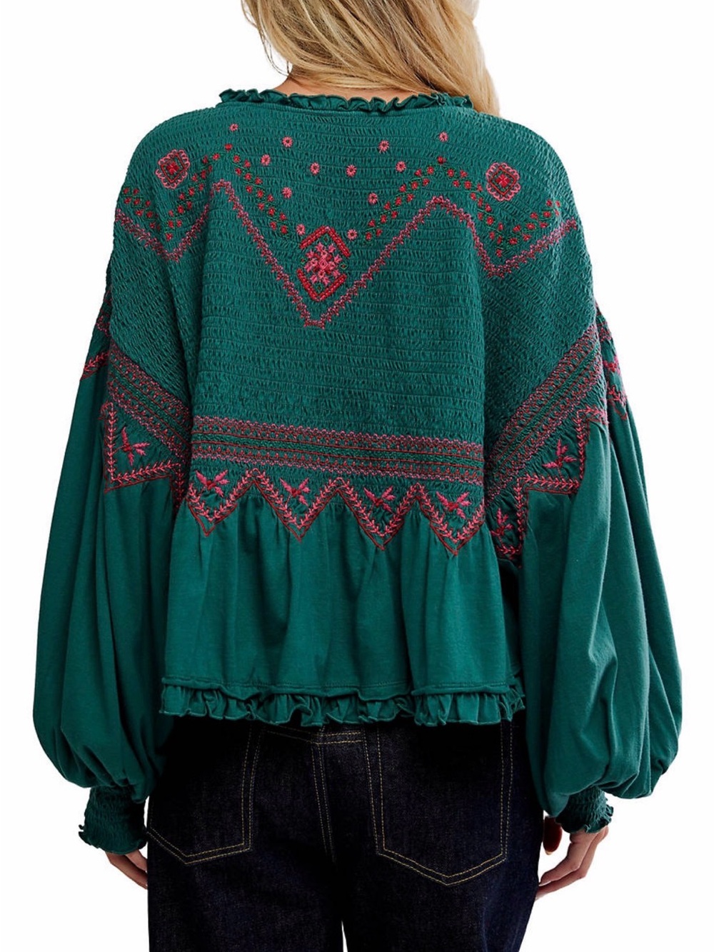 Free People Holly Knit Long Sleeve - Green Combo - Picture 4 of 6